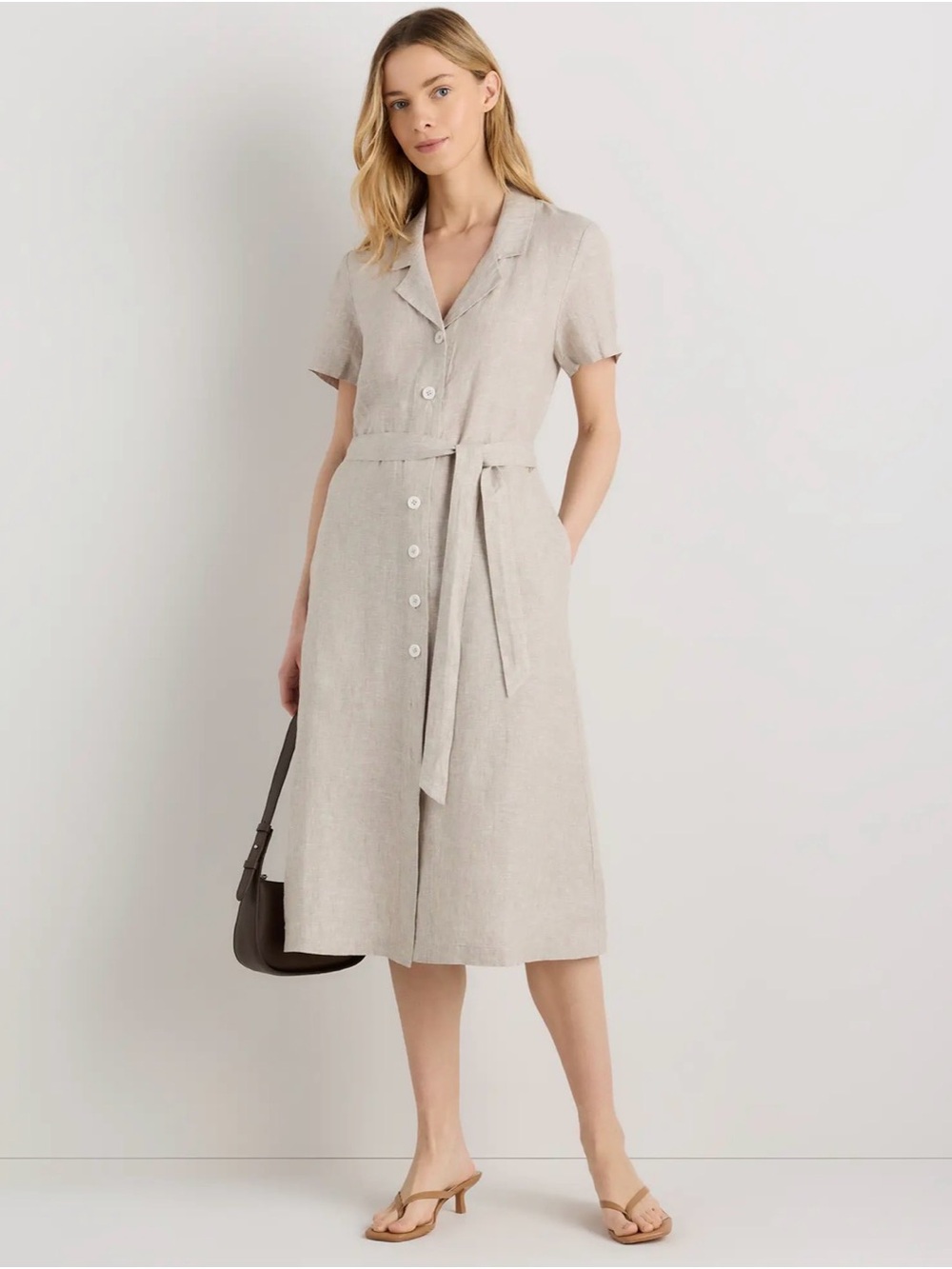 100% European Linen Button Front Dress - Size Medium